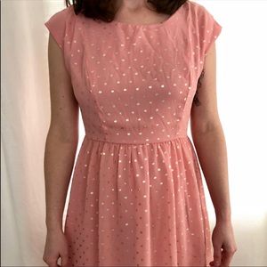 Level Eight Light Pink and Metallic Polkadot Dress